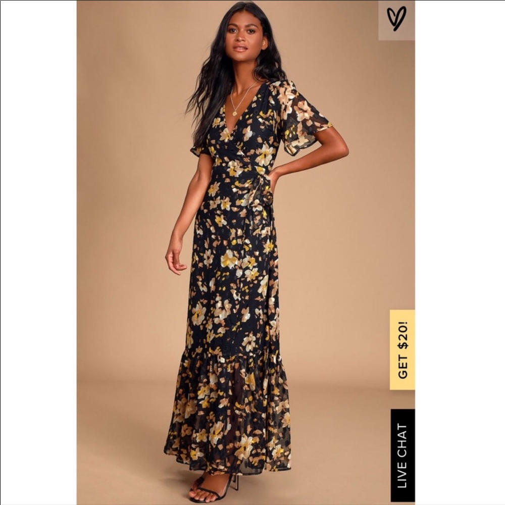 NWT Lulus Truly Yours Multi print maxi wrap dress. Size L